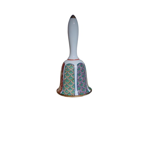 VINTAGE IMARI STYLE PORCELAIN DINNER BELL GOLD TRIM - Picture 1 of 4